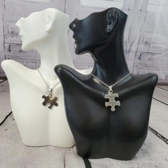 Couples Puzzle Piece Necklaces, Missing Pieces and Fit Perfectly - Picture 7 of 9